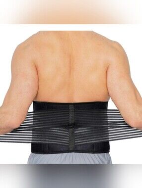 🖤 Men's Black Back Support Waist Belt - Adjustable Compression